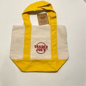 Trader Joe's Yellow and Cream Mini Tote Bag. NWT